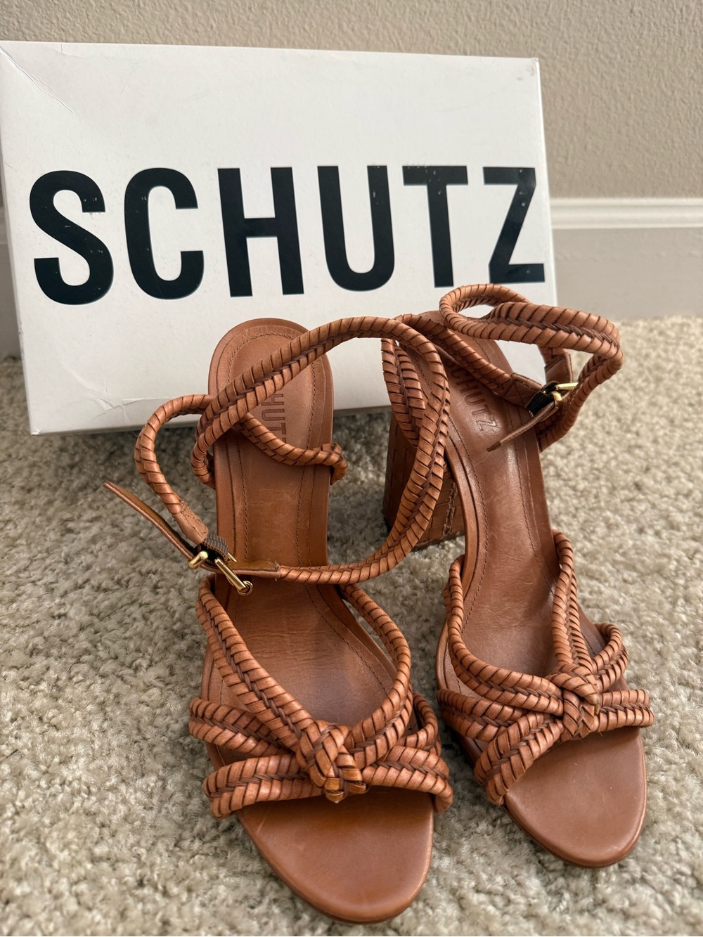SCHUTZ Woven Block Heel Sandals - Picture 2 of 7